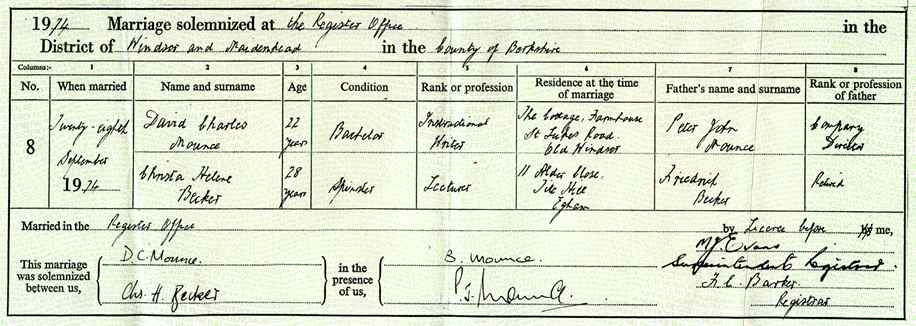 Our marriage certificate, September 1974