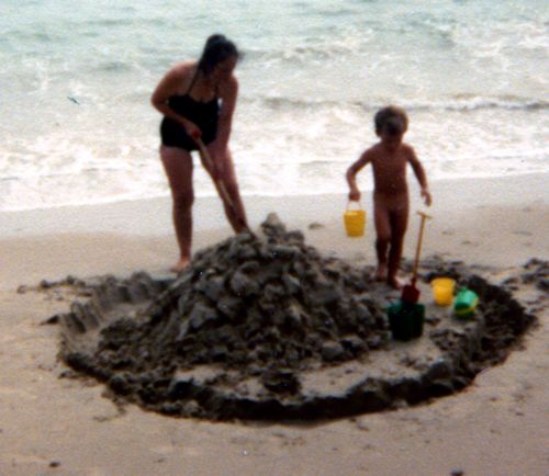 Christa and Peter (typically) at the seaside