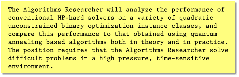 Algorithms Researcher job ad